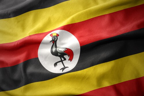 Bandeira de Uganda com Grou