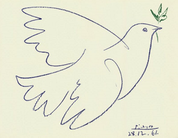 Pomba desenhada por Picasso: pela Paz