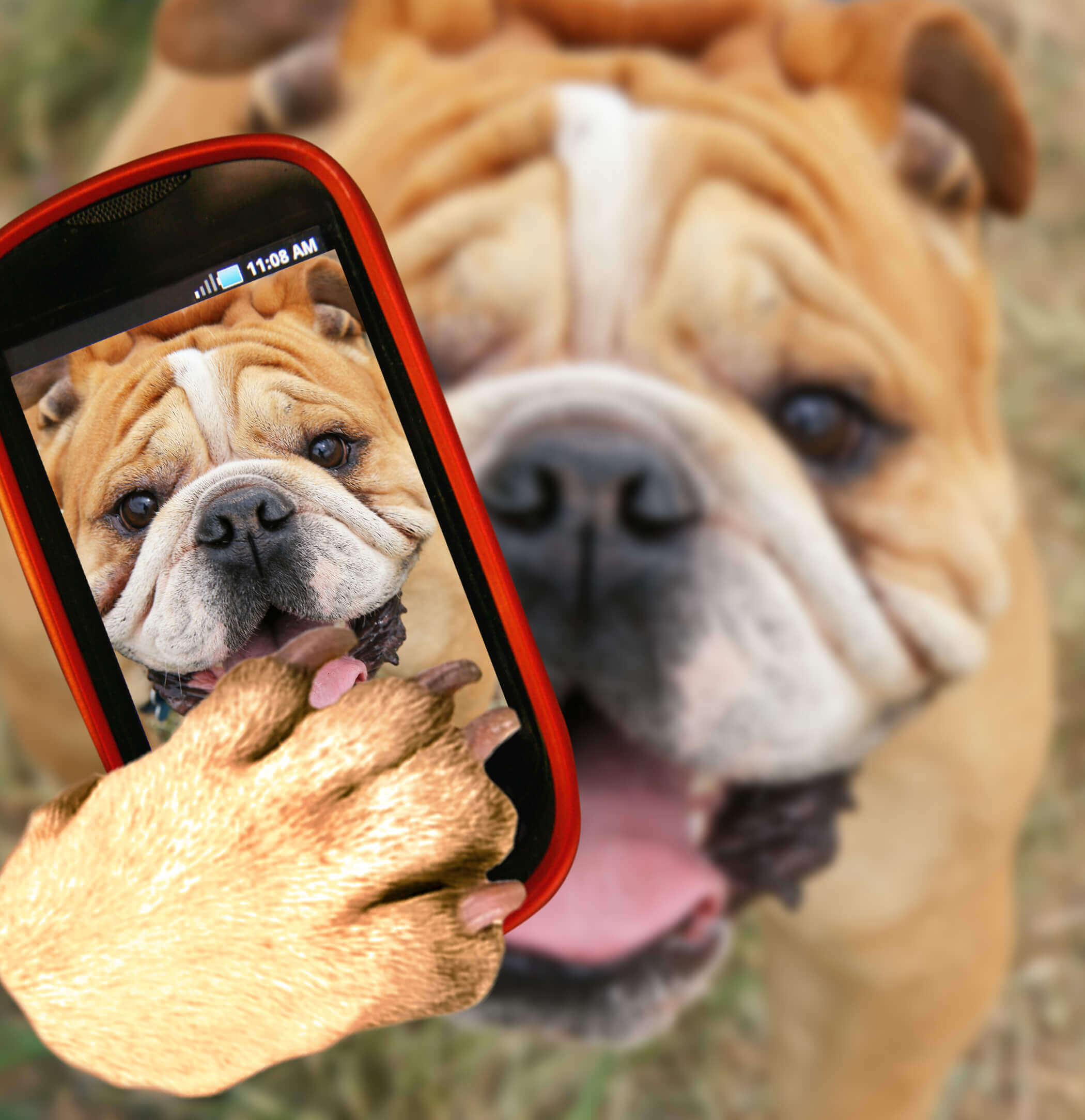 cachorro tirando selfie