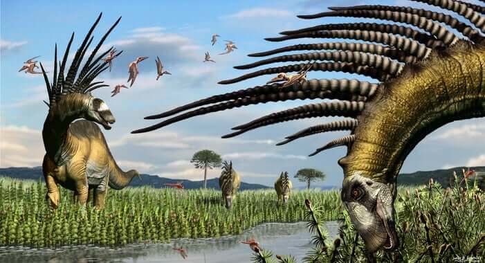 Foram descobertos restos de dinossauros com espinhos gigantes